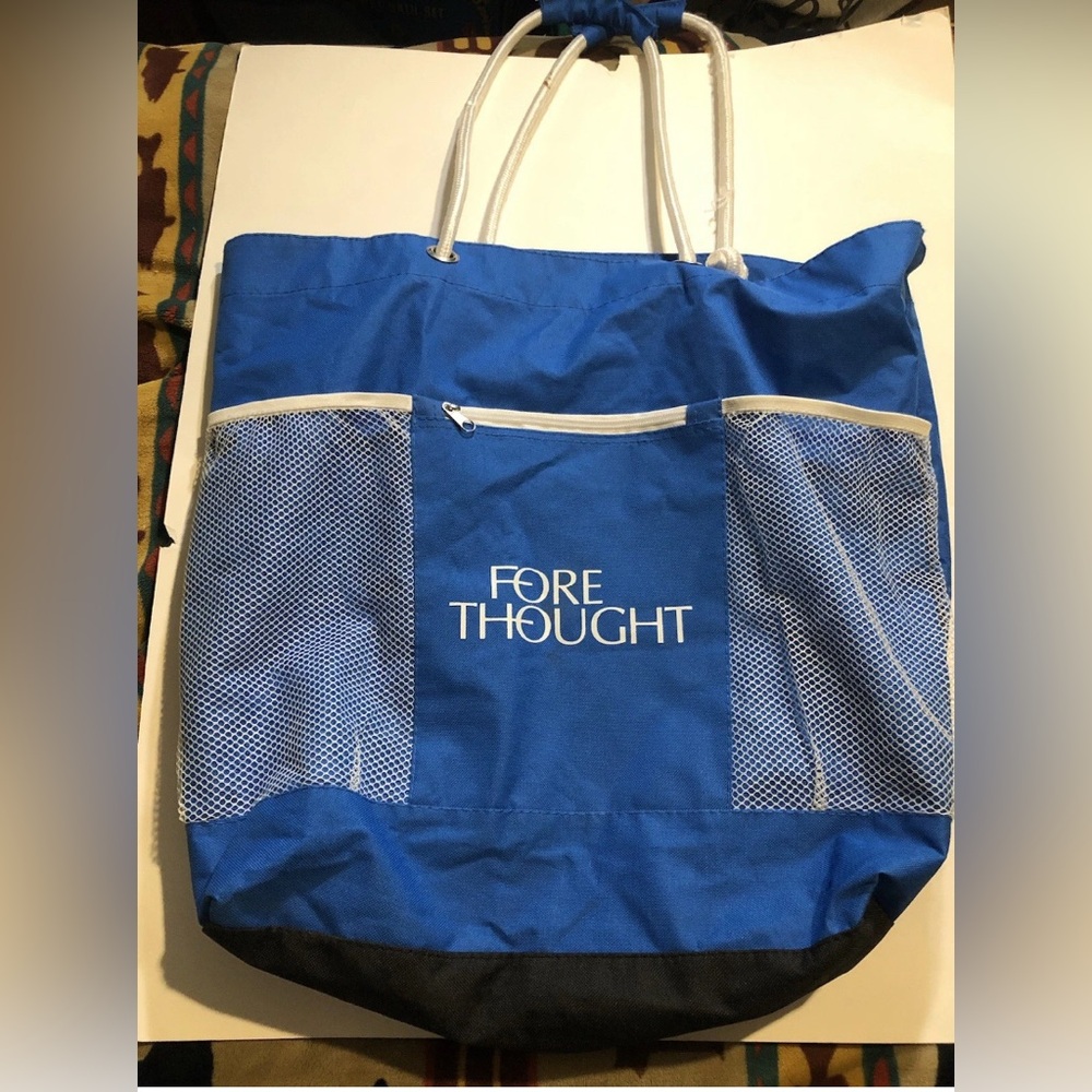 Fore Thought Insurance Beach Tote With Pockets & Zippers; Used Great Condition